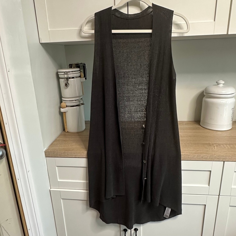 Eileen Fisher Linen Blen Cardigan Women L Sleeveless Lightweight Capsule Buttons